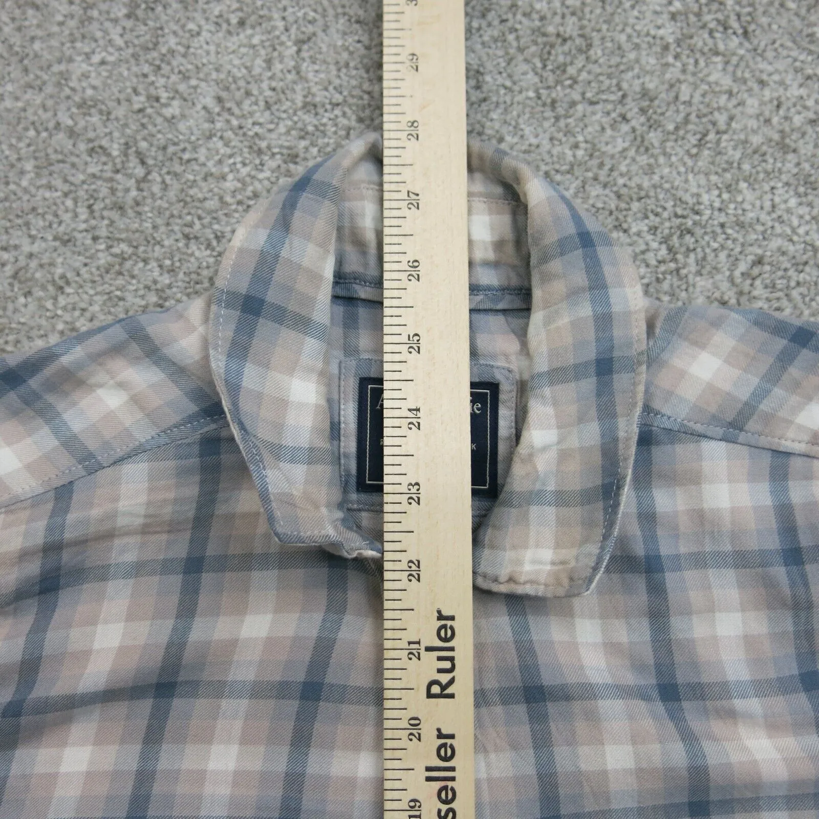 Abercrombie & Fitch Womens Button Up Shirt Check Long Sleeves White Beige Size S