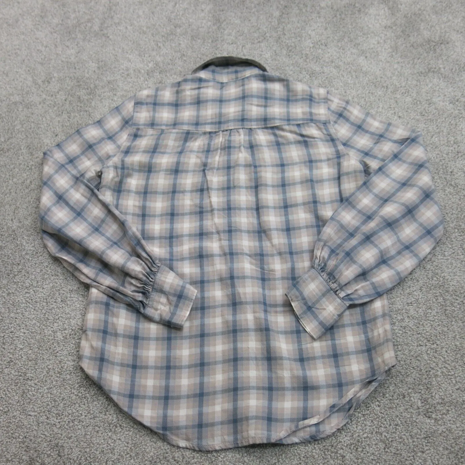 Abercrombie & Fitch Womens Button Up Shirt Check Long Sleeves White Beige Size S