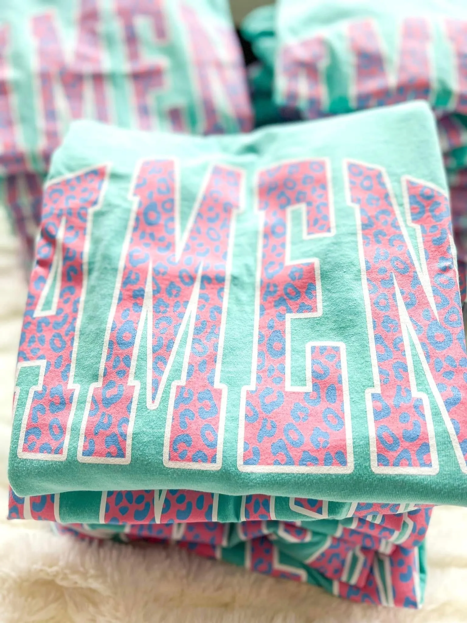 Amen! Pink Leopard Spring & Summer Graphic Tee