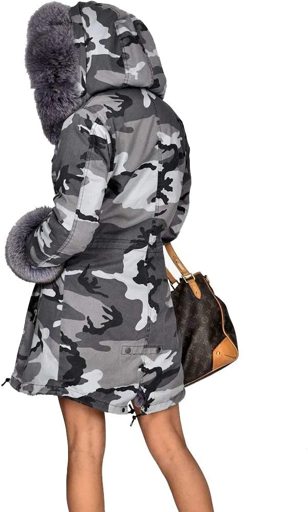 Aofur Womens Hooded Faux Fur Lined Warm Coats Parkas Anoraks Outwear Winter Long Jackets