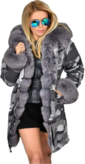 Aofur Womens Hooded Faux Fur Lined Warm Coats Parkas Anoraks Outwear Winter Long Jackets