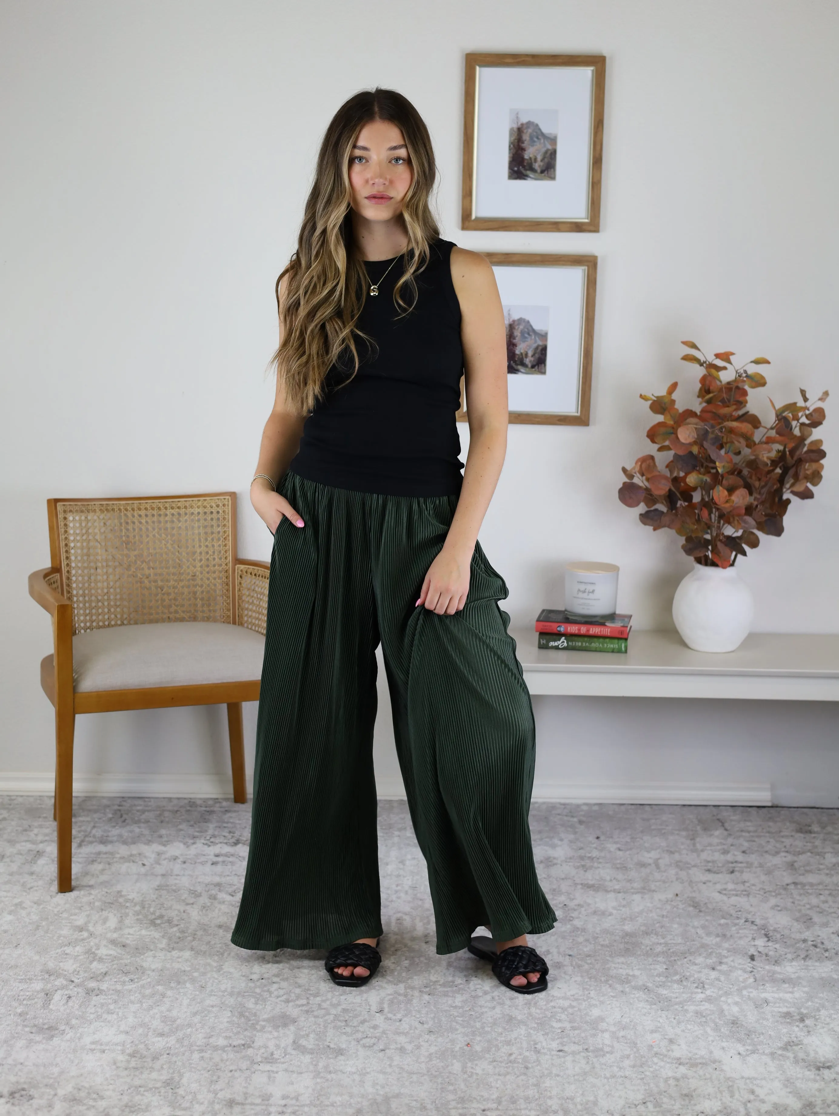 Bistro Crinkled Wide Leg Pant