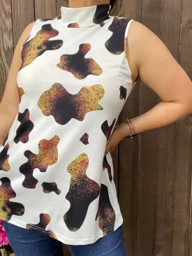 BQ14412 Leopard brown color printed sleeveless women tank tops (DS8)