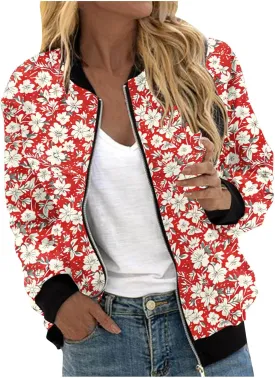 Firzero Fall Jackets for Women 2024 Full Zip Bomber Jacket Lightweight Fall Winter Coats Long Sleeve Oversized Windbreaker