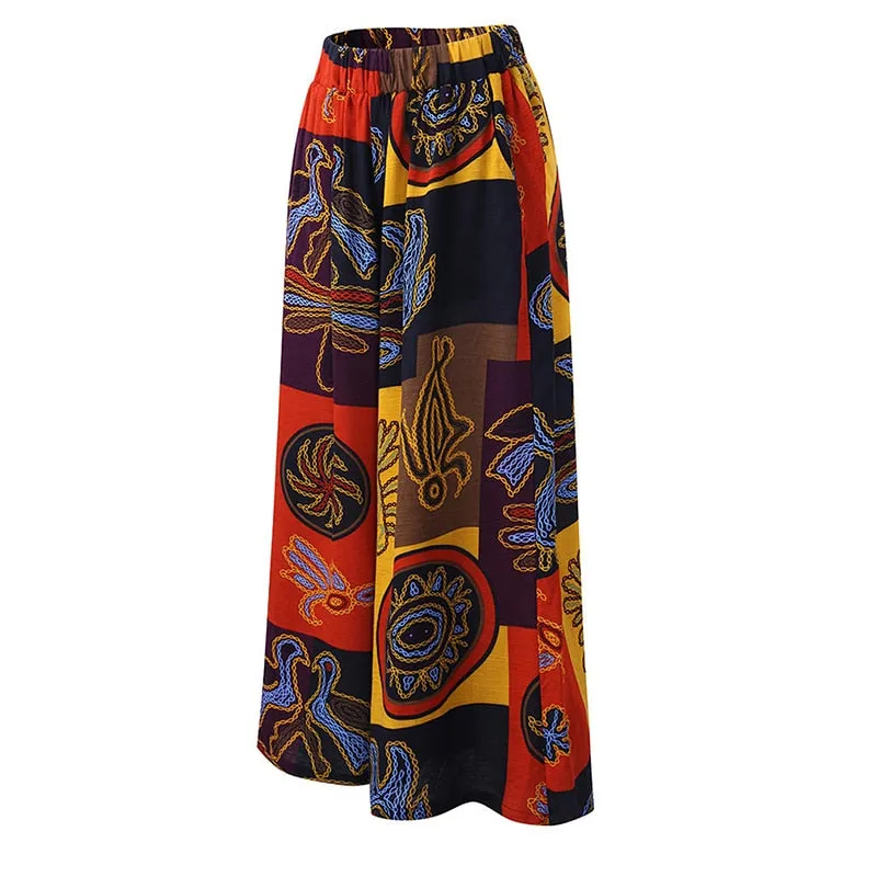 Floral print wide leg trousers