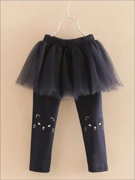 Girls Cat Print Tutu Skirt Leggings