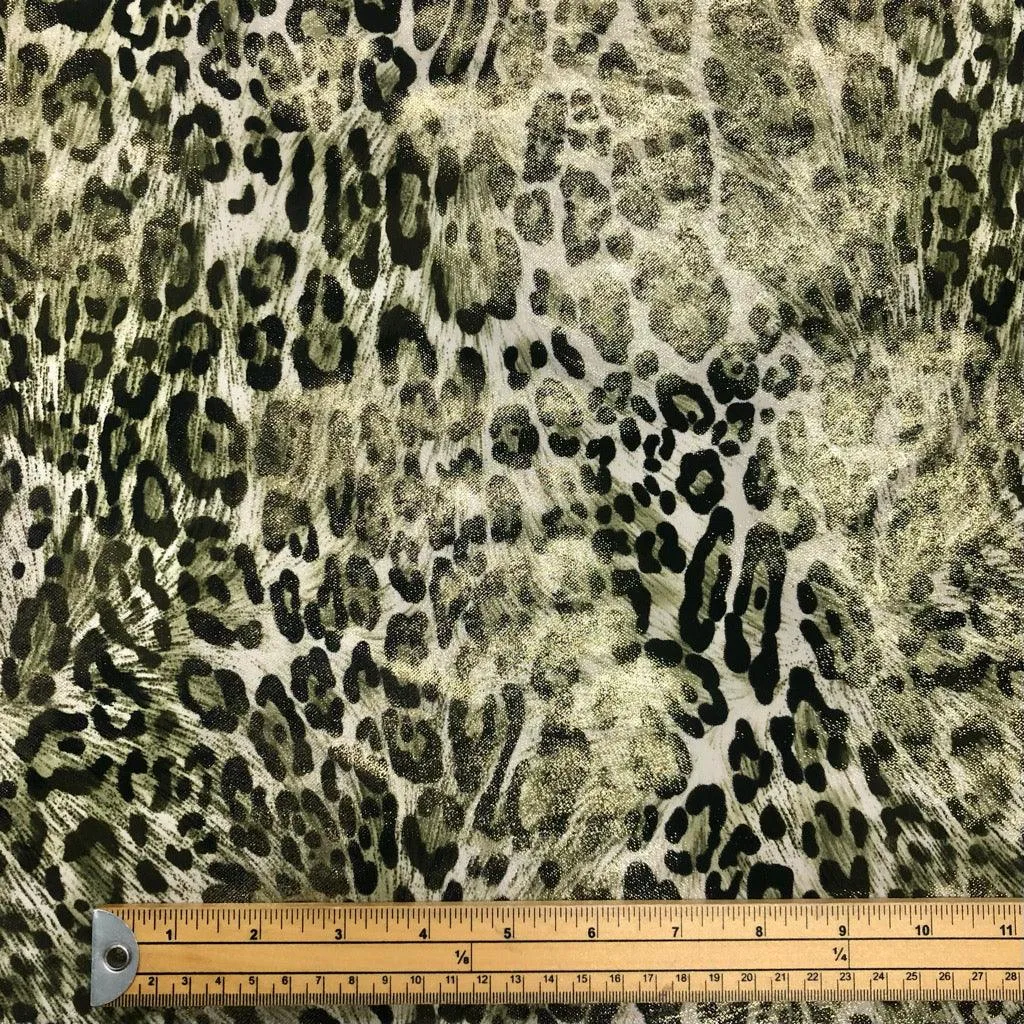 Gold Foil Leopard Skin Elastane Fabric