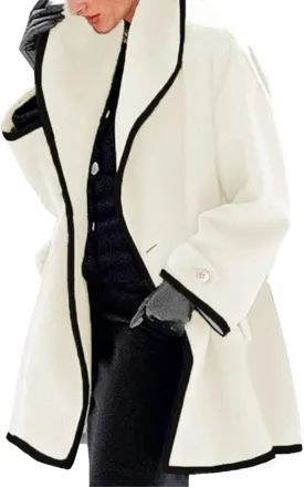 Maiyifu-GJ Womens Wool Blend Coat Single Breasted Trench Jackets with Hood Winter Casual Shawl Collar Overcoat Outerwear