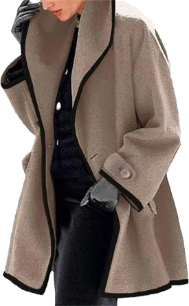 Maiyifu-GJ Womens Wool Blend Coat Single Breasted Trench Jackets with Hood Winter Casual Shawl Collar Overcoat Outerwear