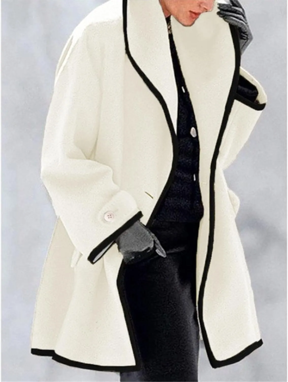 Maiyifu-GJ Womens Wool Blend Coat Single Breasted Trench Jackets with Hood Winter Casual Shawl Collar Overcoat Outerwear