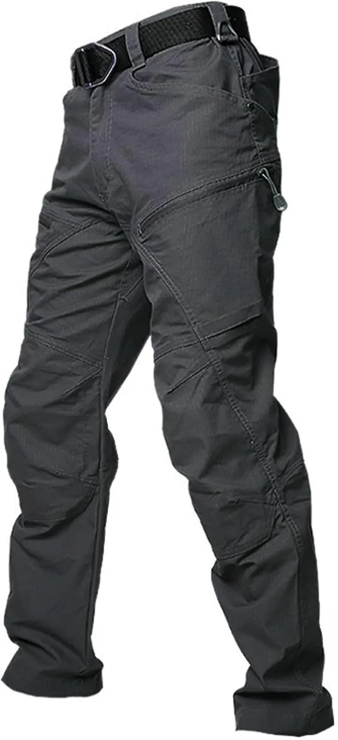 Mens Cargo Pants Multi Pockets Tactical Pants Hiking Baggy Casual Trousers Straight Water Resistant Work Pants