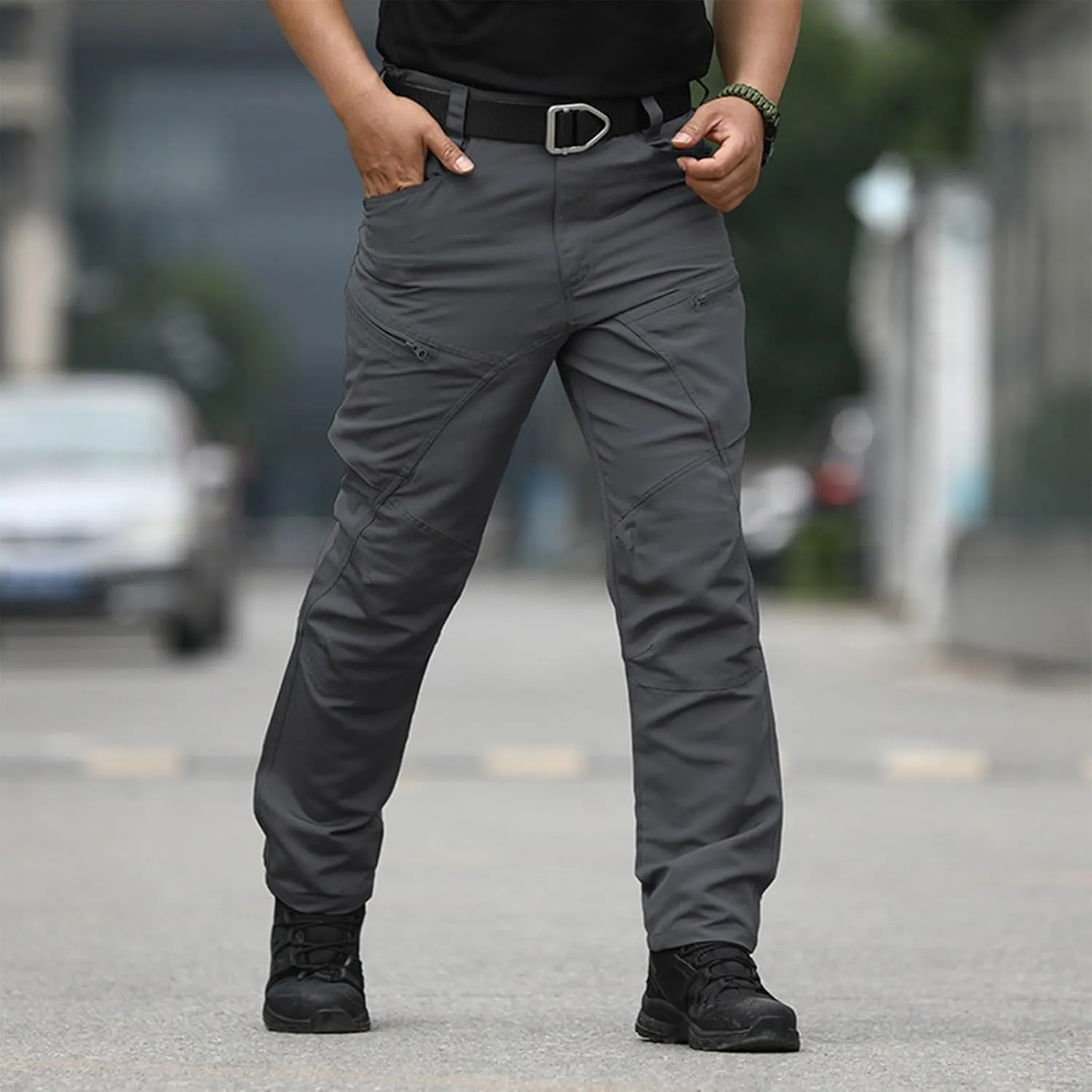 Mens Cargo Pants Multi Pockets Tactical Pants Hiking Baggy Casual Trousers Straight Water Resistant Work Pants