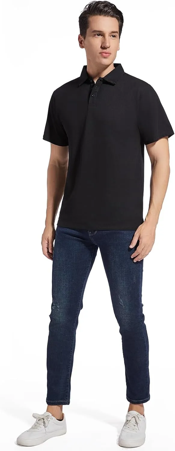 Men's Golf Polo Shirts,Casual Regular Fit Dry Fit Short Sleeve Moisture Wicking Collared T-Shirt(Order A Size Up)