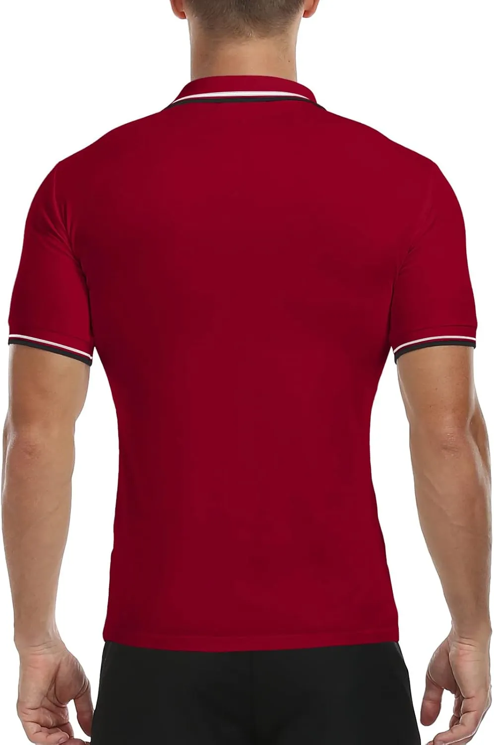MLANM Men's Polo Regular-Fit Quick-Dry Golf Striped Short Sleeve Collared T-Shirts
