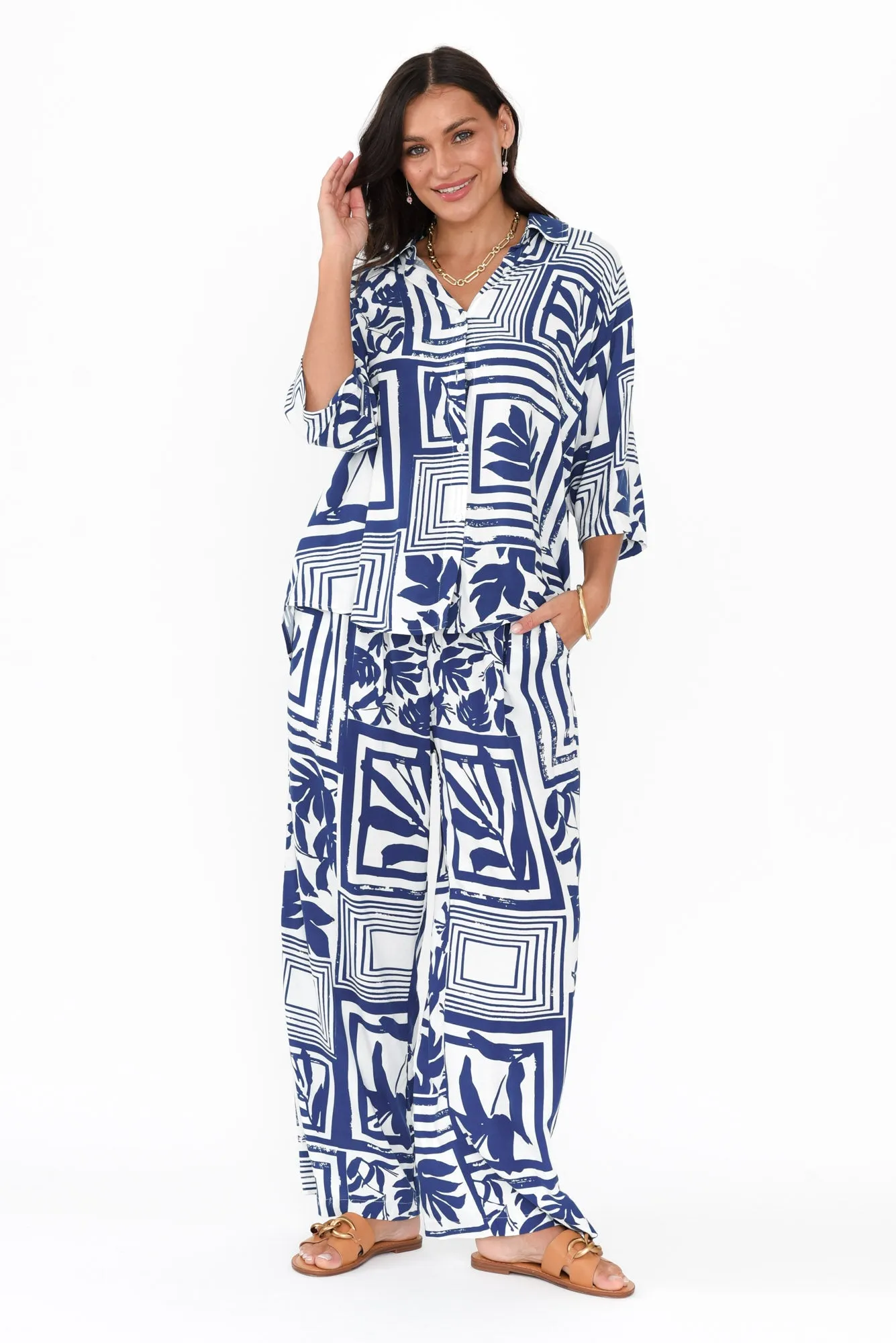 Ola Blue Tile Pants