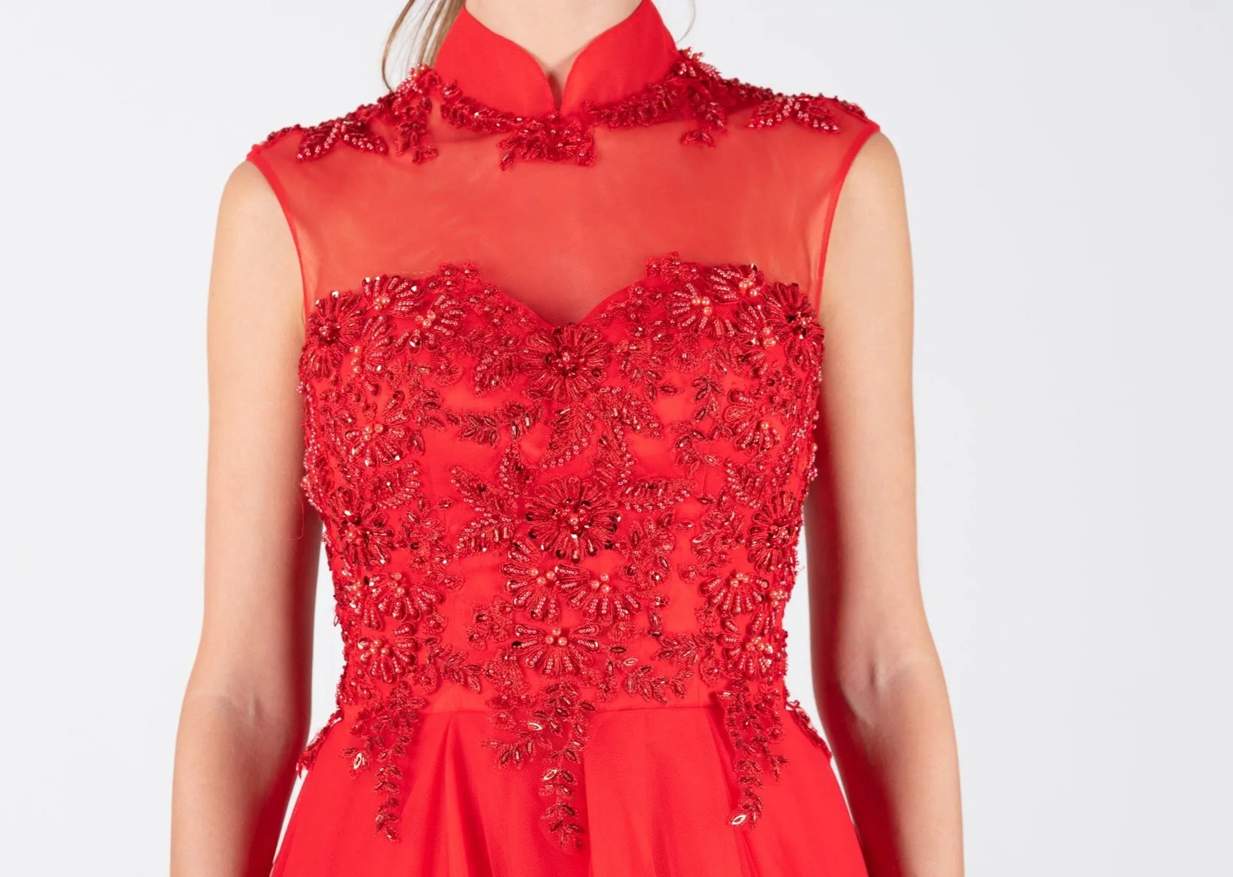 Pentas Embellished Bridal Qipao Gown