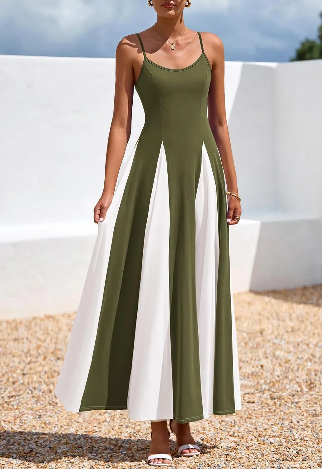 PRETTYGARDEN Spaghetti Strap Backless Summer Dresses for Women 2025 Flowy Maxi Dresses Sleeveless Wedding Guest Dress