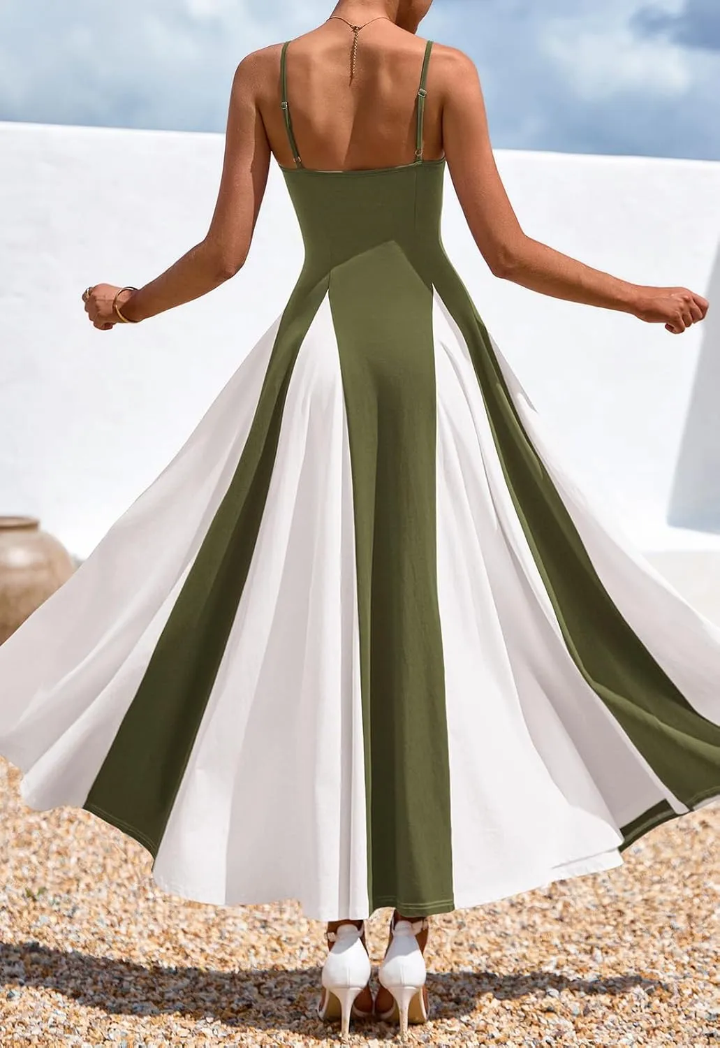 PRETTYGARDEN Spaghetti Strap Backless Summer Dresses for Women 2025 Flowy Maxi Dresses Sleeveless Wedding Guest Dress