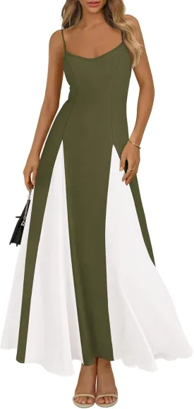 PRETTYGARDEN Spaghetti Strap Backless Summer Dresses for Women 2025 Flowy Maxi Dresses Sleeveless Wedding Guest Dress