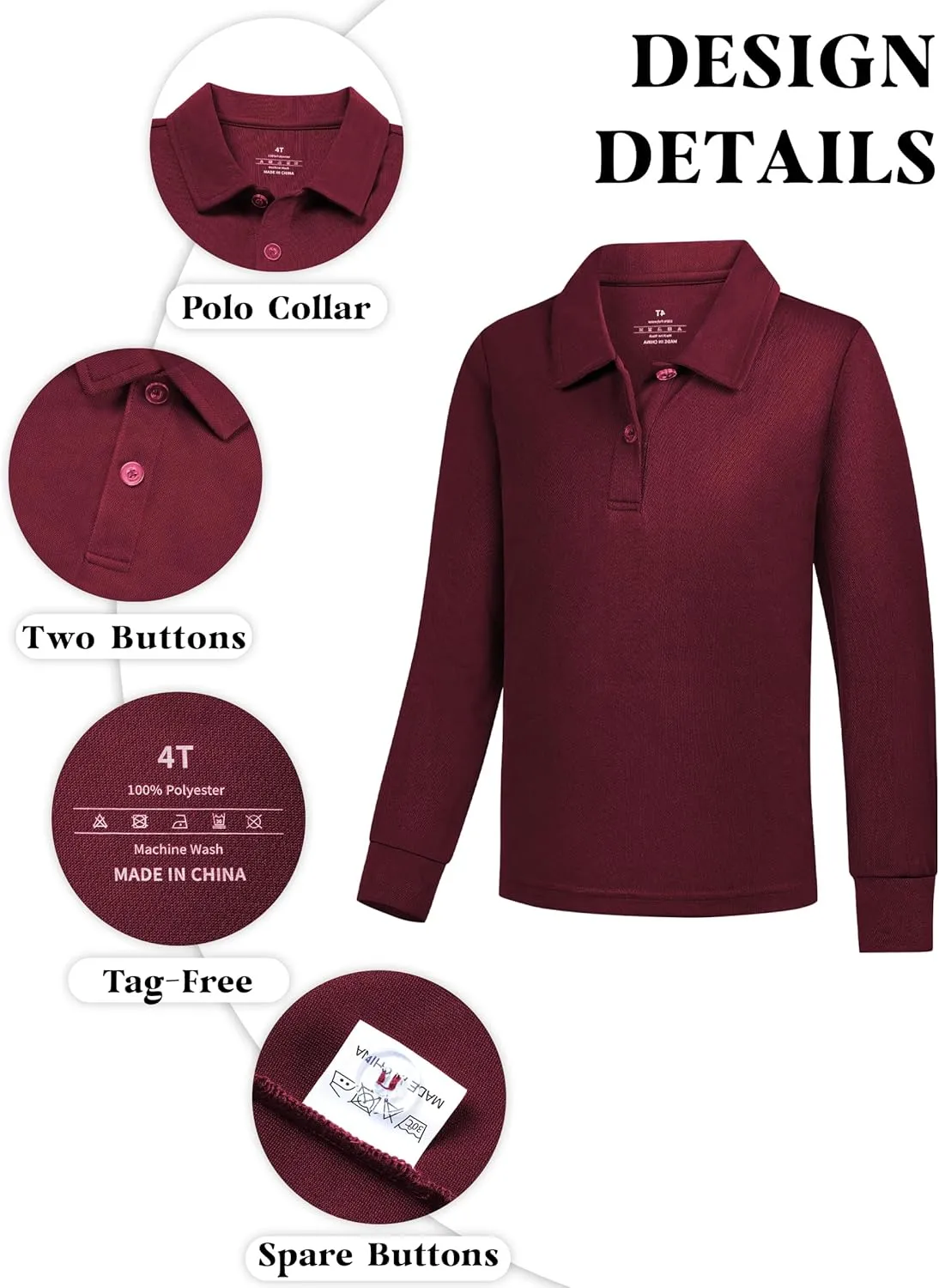 QBK 2T to Youth Boys' Long Sleeve School Uniform Pique Polo Toddler Kids Neon Collared Golf Shirt