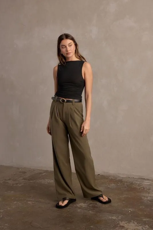 Raef The Label Olivia Wide Leg Pant - Olive