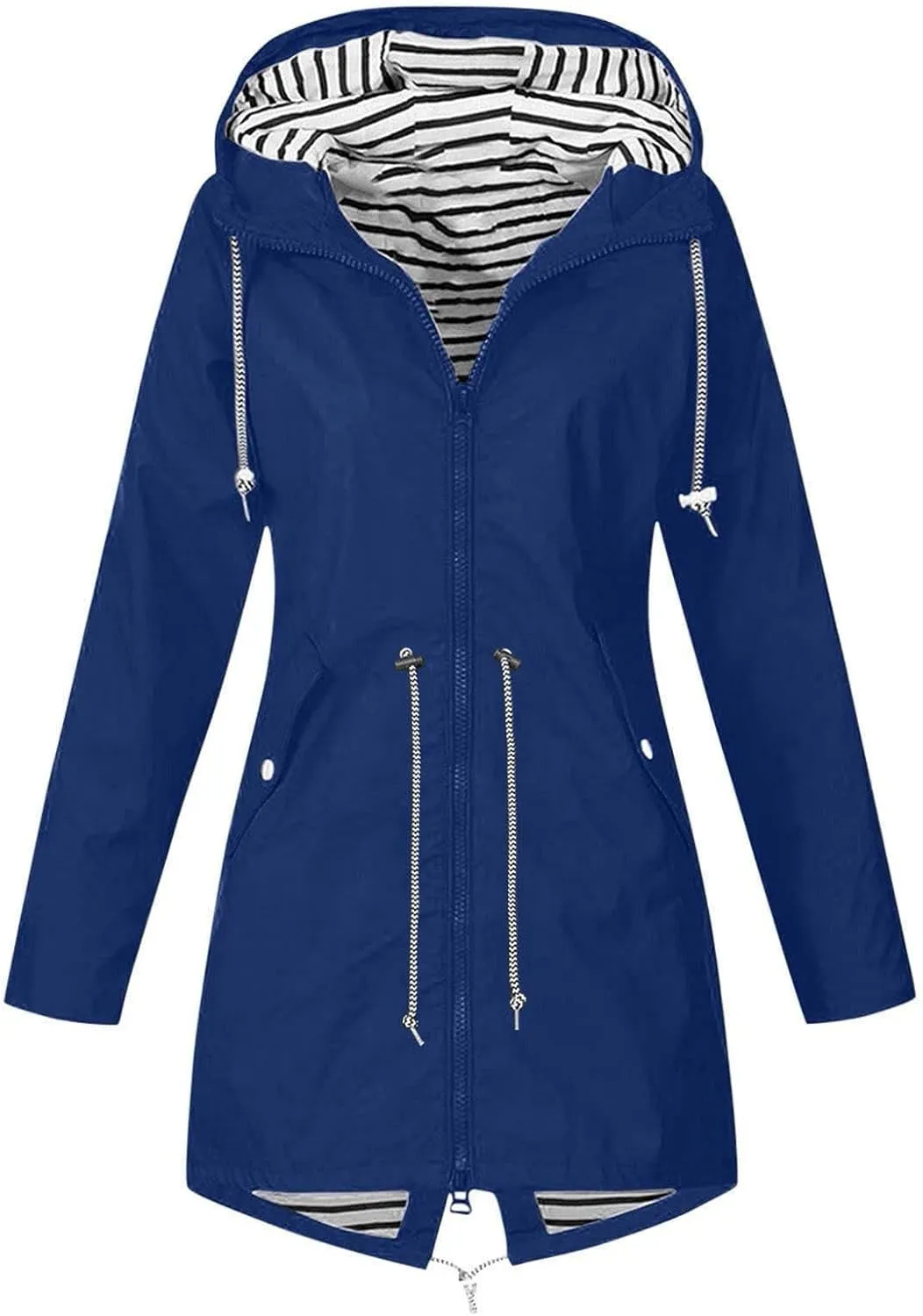 Rain Jackets for Women Waterproof Hooded Anoraks Lightweight Trench Coat Solid WindBreaker Fall Outfits with Pockets