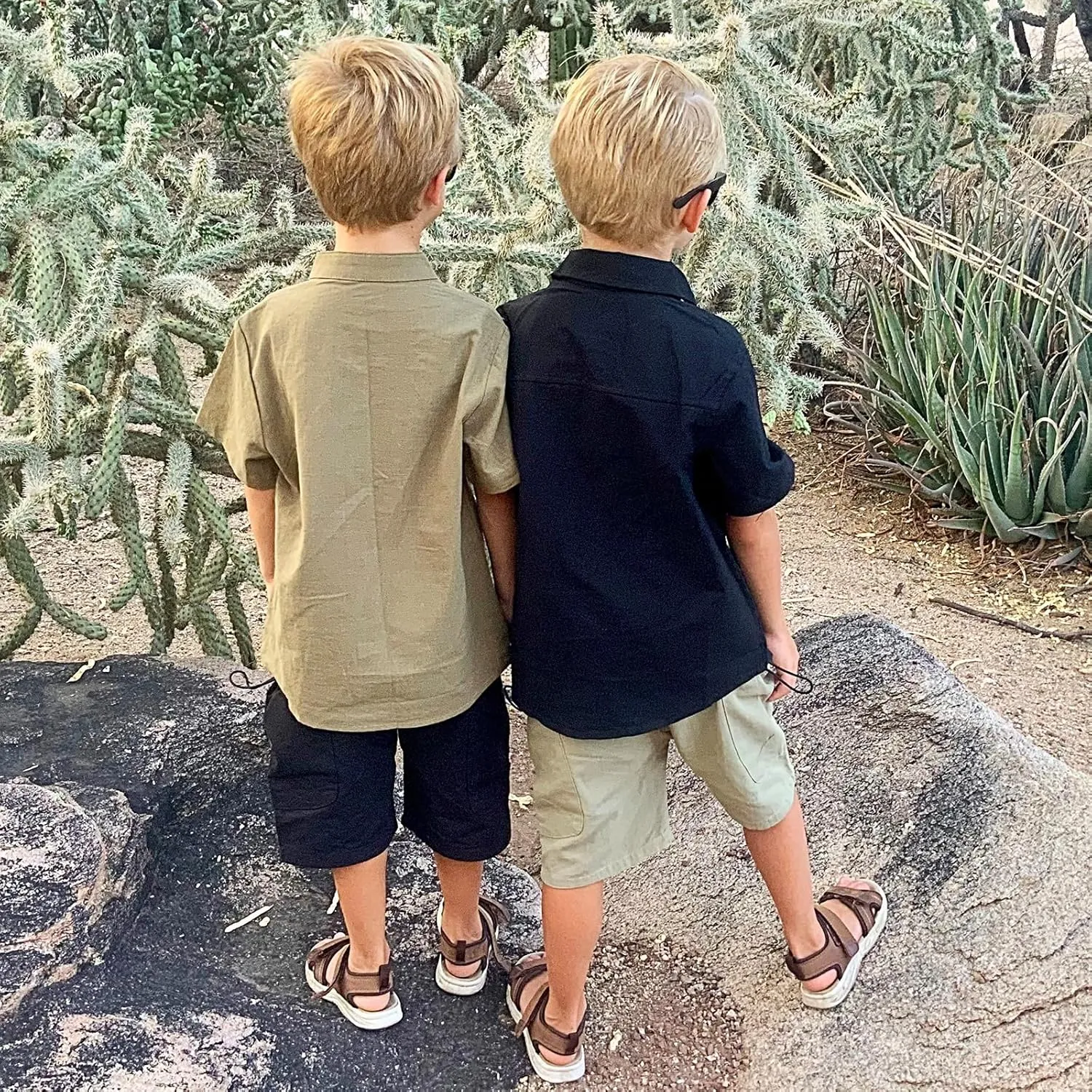 Volunboy Toddler Boys Summer Pull On Cargo Shorts Baby Cotton Jogger Elastic Waist Solid Casual 2 Pack
