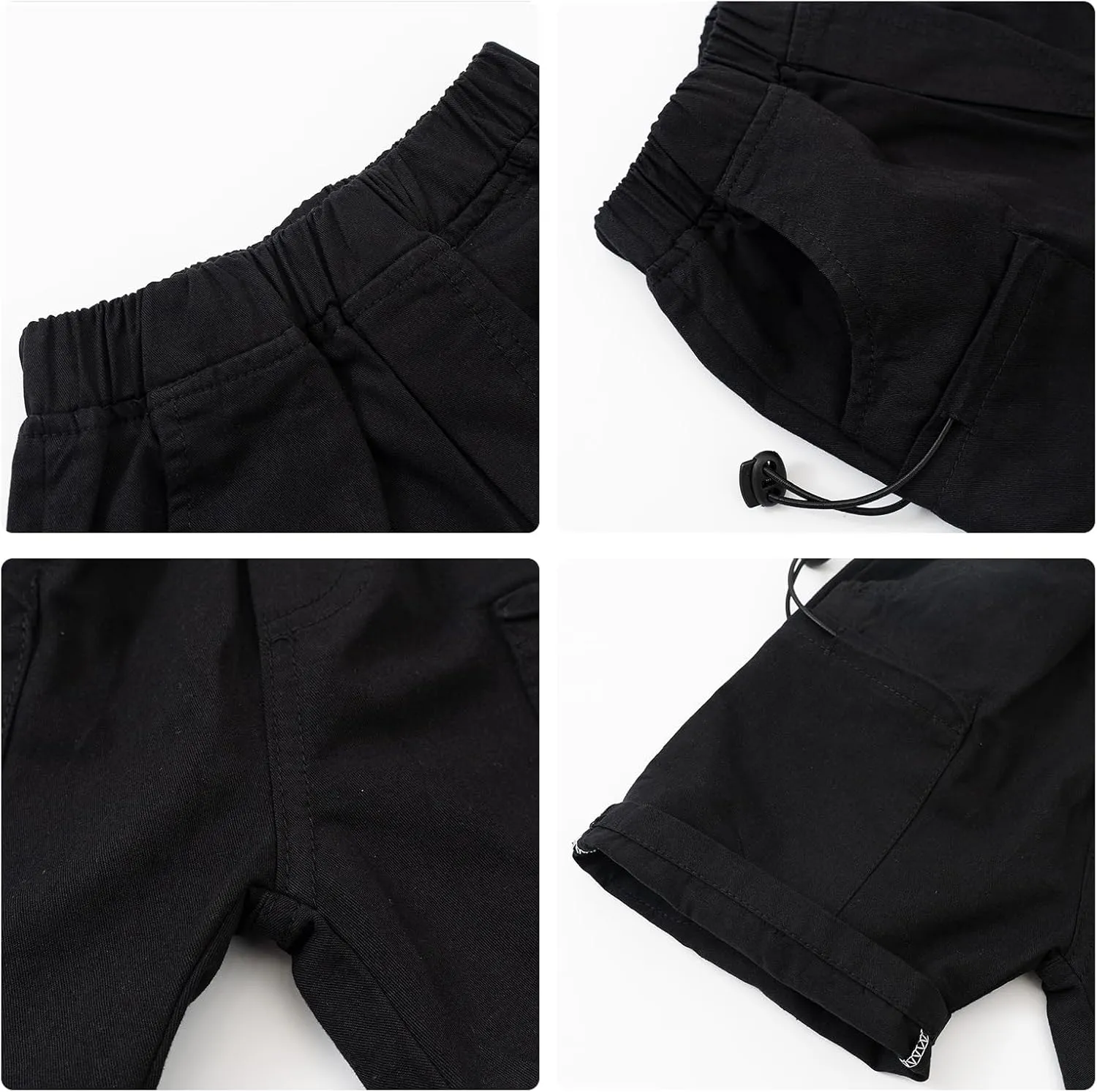 Volunboy Toddler Boys Summer Pull On Cargo Shorts Baby Cotton Jogger Elastic Waist Solid Casual 2 Pack