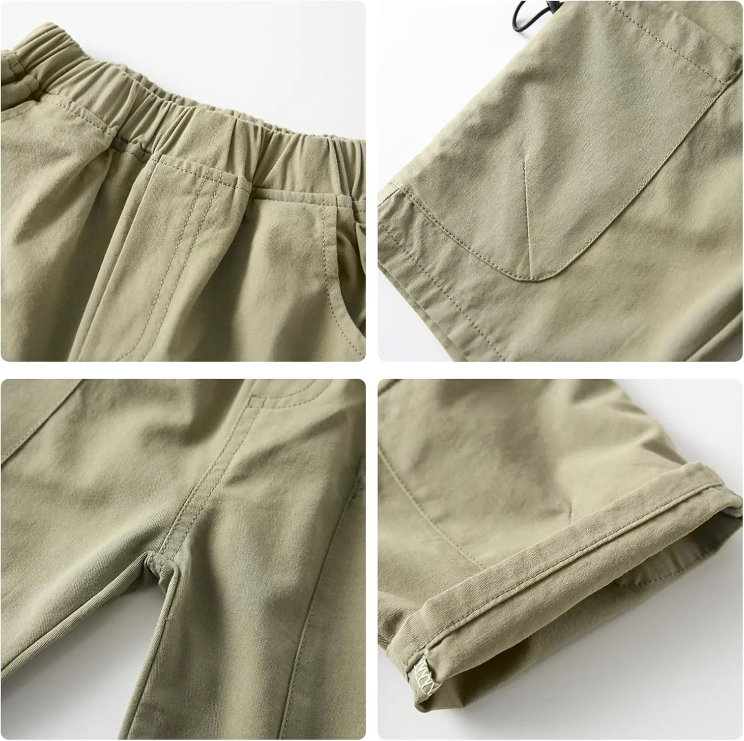 Volunboy Toddler Boys Summer Pull On Cargo Shorts Baby Cotton Jogger Elastic Waist Solid Casual 2 Pack