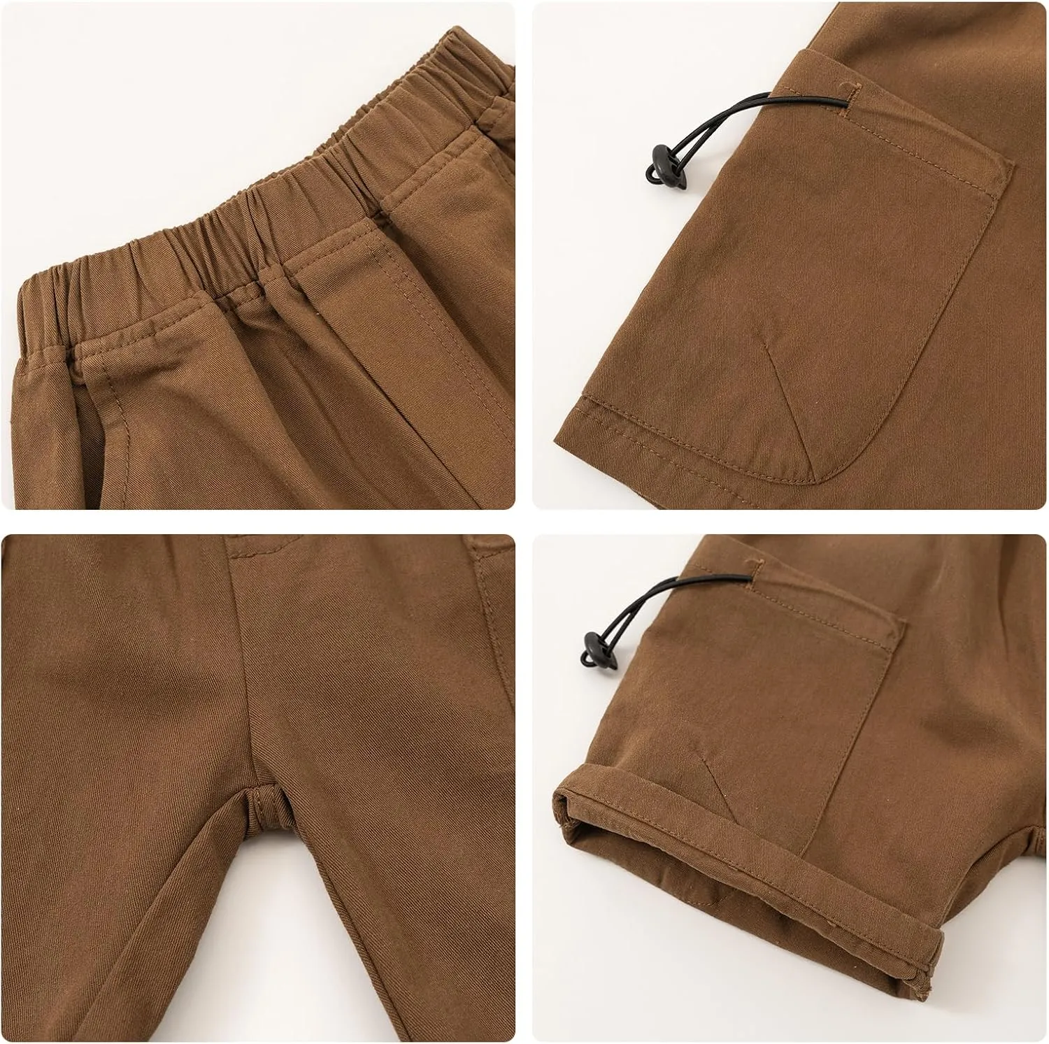 Volunboy Toddler Boys Summer Pull On Cargo Shorts Baby Cotton Jogger Elastic Waist Solid Casual 2 Pack
