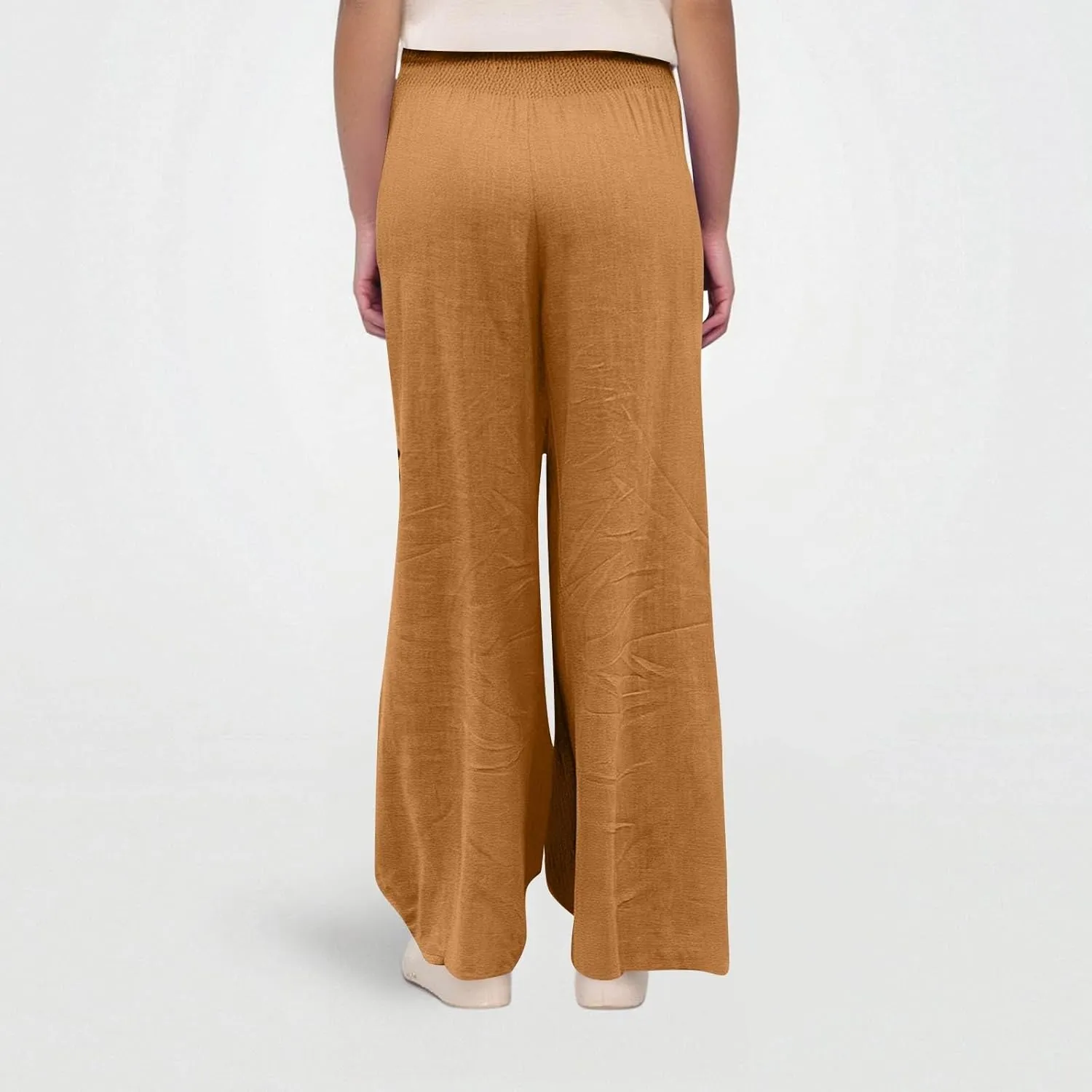 Women's Casual Straight Leg Solid Color High Waist Pocket Dressy Loose Fit Fashion Pants