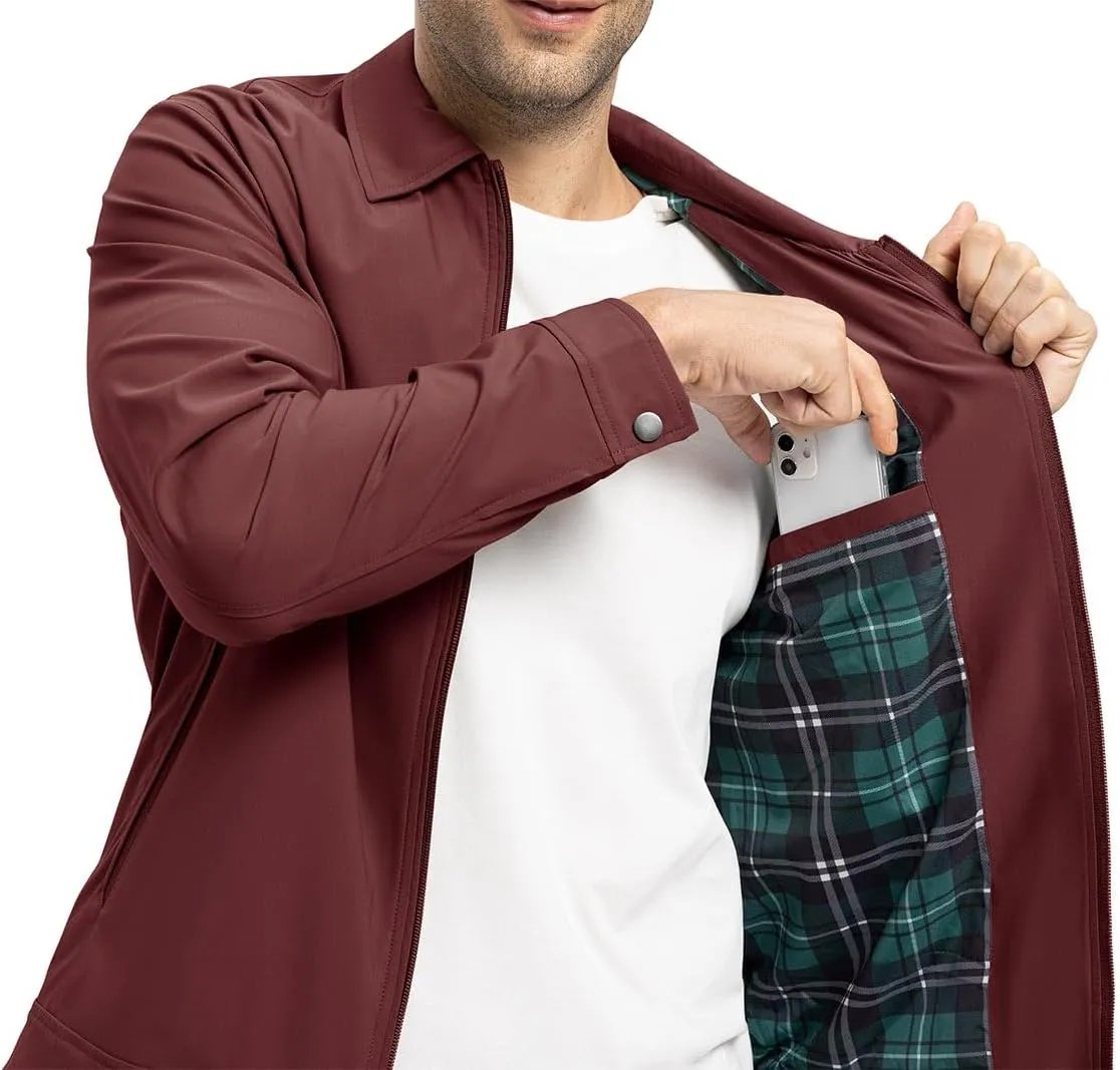 YSENTO Men's Light Jackets Lightweight Bomber Jackets Collared Work Golf Windbreakers with Zip Pockets