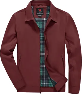 YSENTO Men's Light Jackets Lightweight Bomber Jackets Collared Work Golf Windbreakers with Zip Pockets