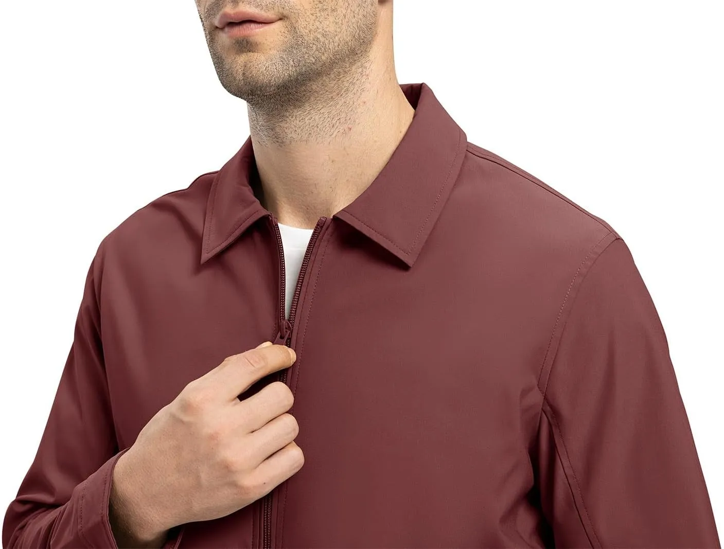YSENTO Men's Light Jackets Lightweight Bomber Jackets Collared Work Golf Windbreakers with Zip Pockets